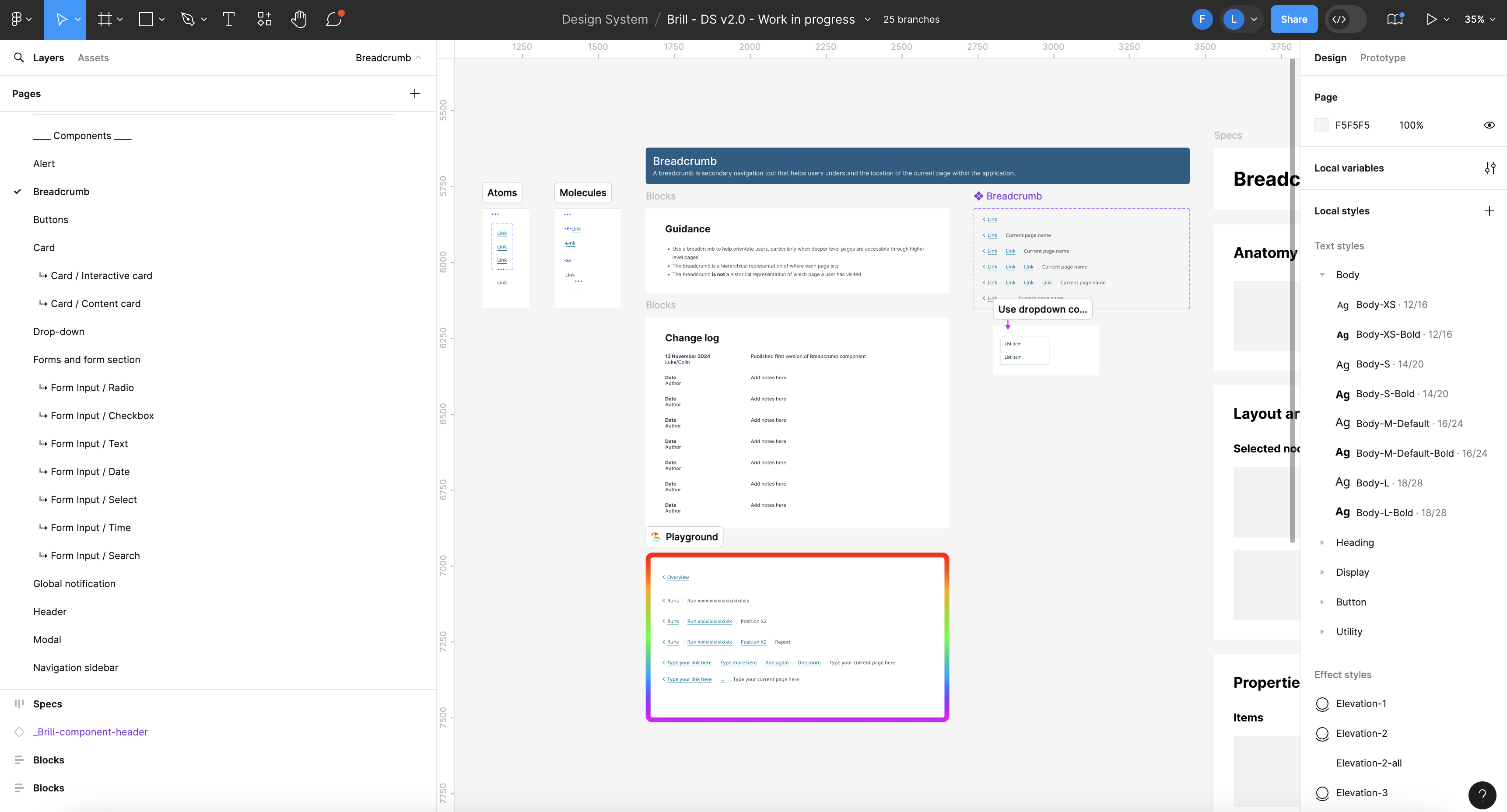 Sorry this is bad alt text - Screenshot of ONTs design system on Figma - Breadcrumb