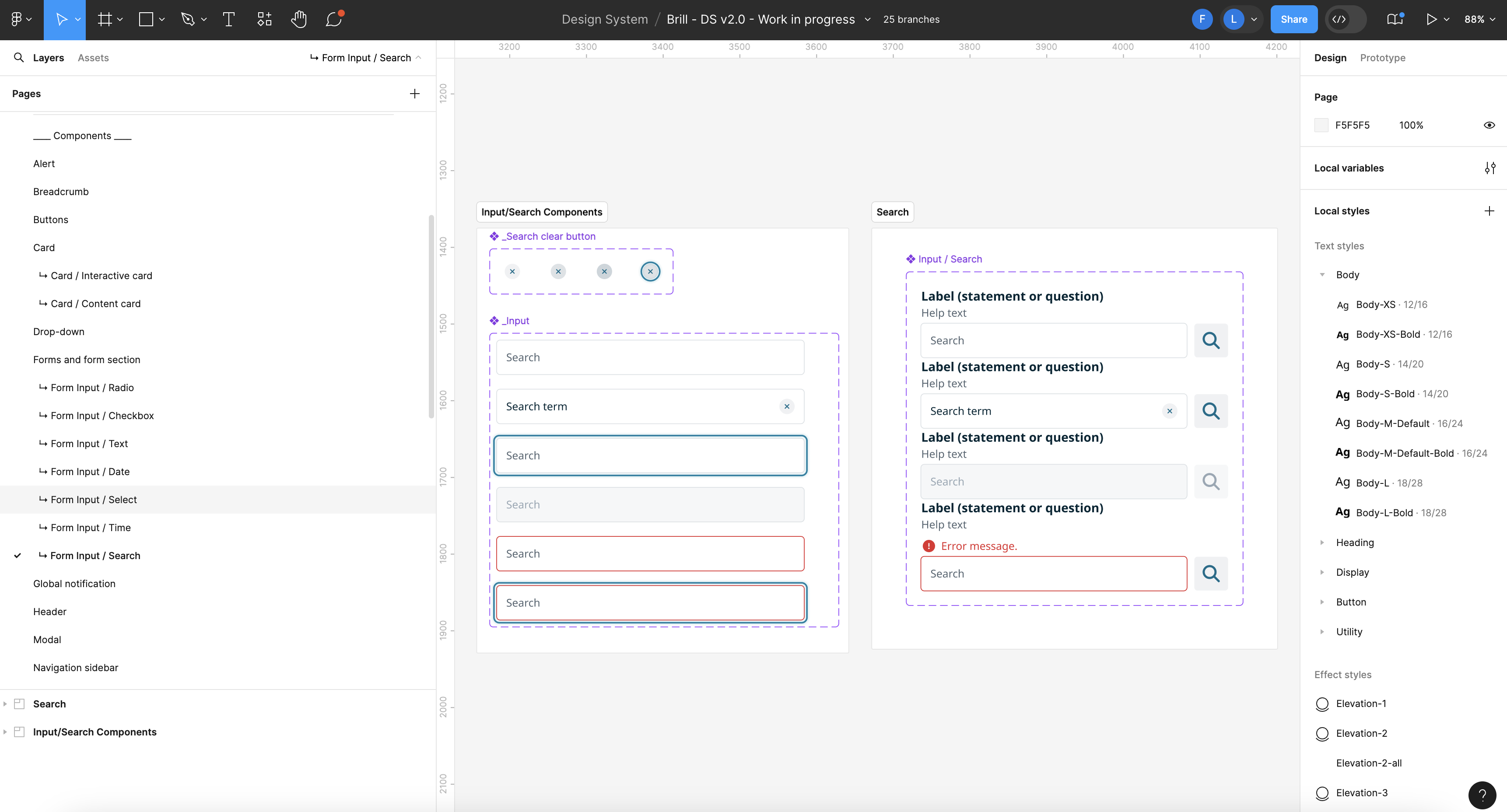 Sorry this is bad alt text - Screenshot of ONTs design system on Figma - Search